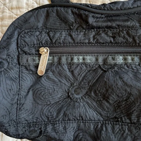 Lesportsac Black Floral Quilted Shoulder Bag - Picture 6 of 6